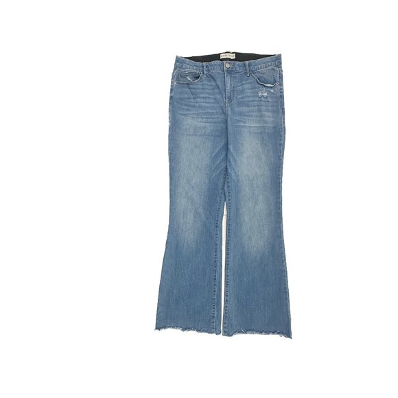 Knox Rose Denim - Knox Rose Distressed Bootcut Raw Hem Women's size 12 Medium Wash Blue Denim jean